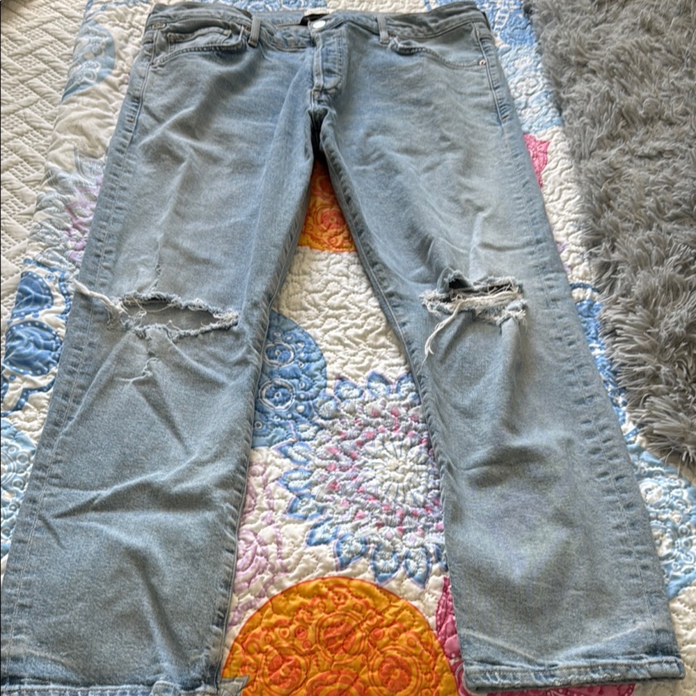 Women's Light Blue Distressed Jeans